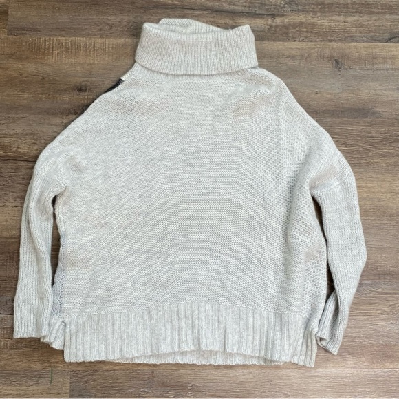 Autumn Cashmere Color blocked turtleneck Cashmere wool blend Sweater - Picture 12 of 14